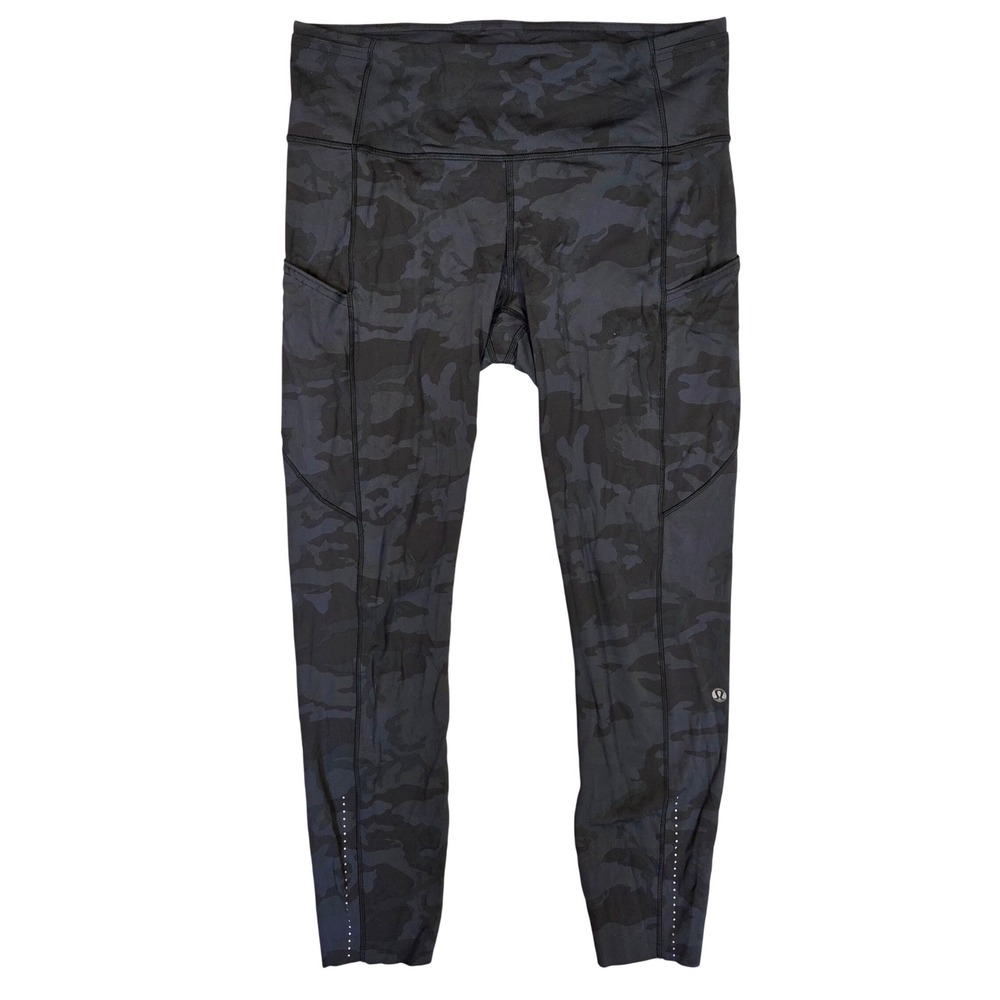 Lululemon Fast and Free High-Rise Tight 25 Camo Deep Coal Multi Size 10 LW5BUGS